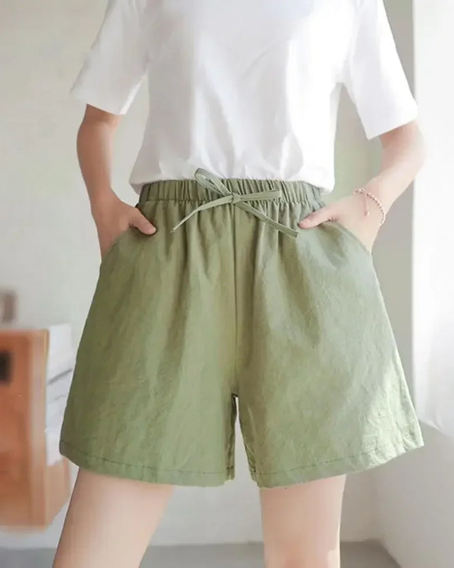 Women’s High-Waist Cotton Linen Shorts