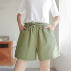 Women’s High-Waist Cotton Linen Shorts-HighTouch