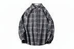 Oversized Vintage Plaid Shirt Men – Thick Long-Sleeve Streetwear Blouse-HighTouch