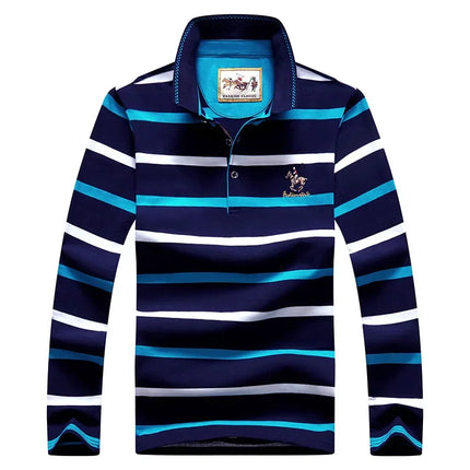 Spring Men Polo Shirt Cotton Long Sleeve Stripe Polo Shirt Men Autumn Embroidery Casual Fashion Polo Shirt Business T-shirts Men