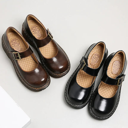 Vintage Buckle Mary Janes Women Loafers