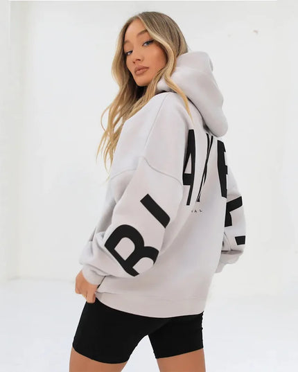 European American Fashion Printed Thick Loose Hoodie