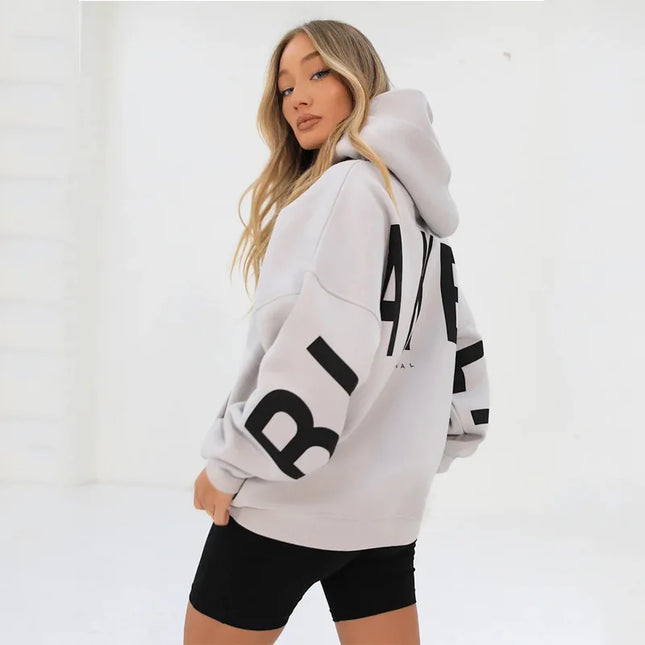 European American Fashion Printed Thick Loose Hoodie