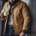 Vintage Canvas Rancher Jacket Men – Heavyweight Khaki Utility Coat-HighTouch