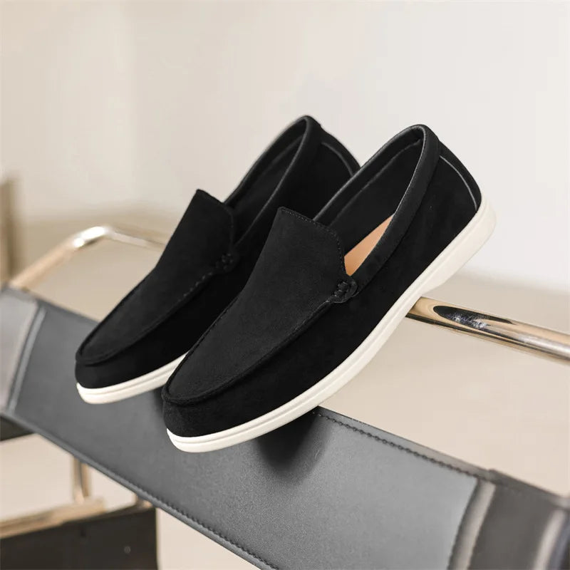 Men’s Frosted Suede Loafers – Lightweight Non-Slip Comfort Shoes