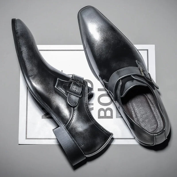 Men’s Patent Leather Dress Shoes with Buckle