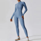 Women’s Slim Fit Jumpsuit Long Sleeve Zip Front Casual Outfit-HighTouch
