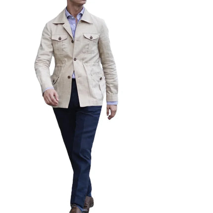 Retro British Linen Safari Jacket for Men