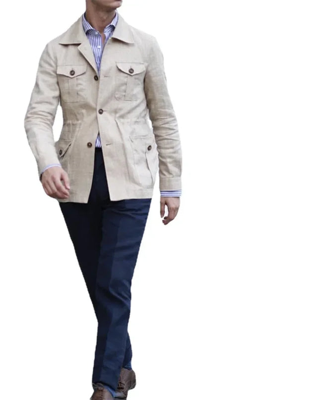 Retro British Linen Safari Jacket for Men