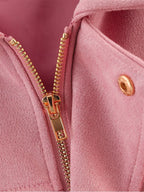 Women Oversized Suede Bomber Jacket Casual Zip Up-HighTouch