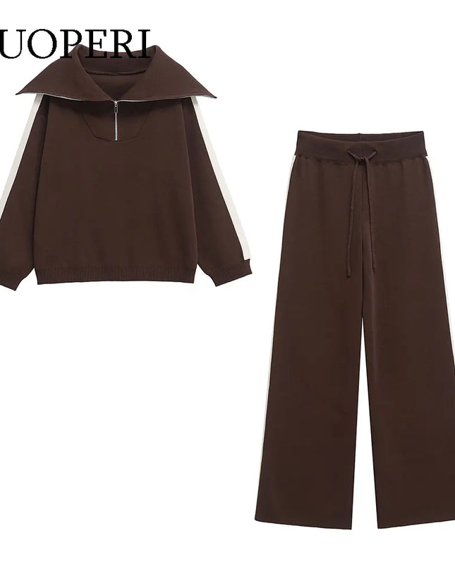 Women’s 2‑Piece Sweatshirt & High Waist Trousers Set