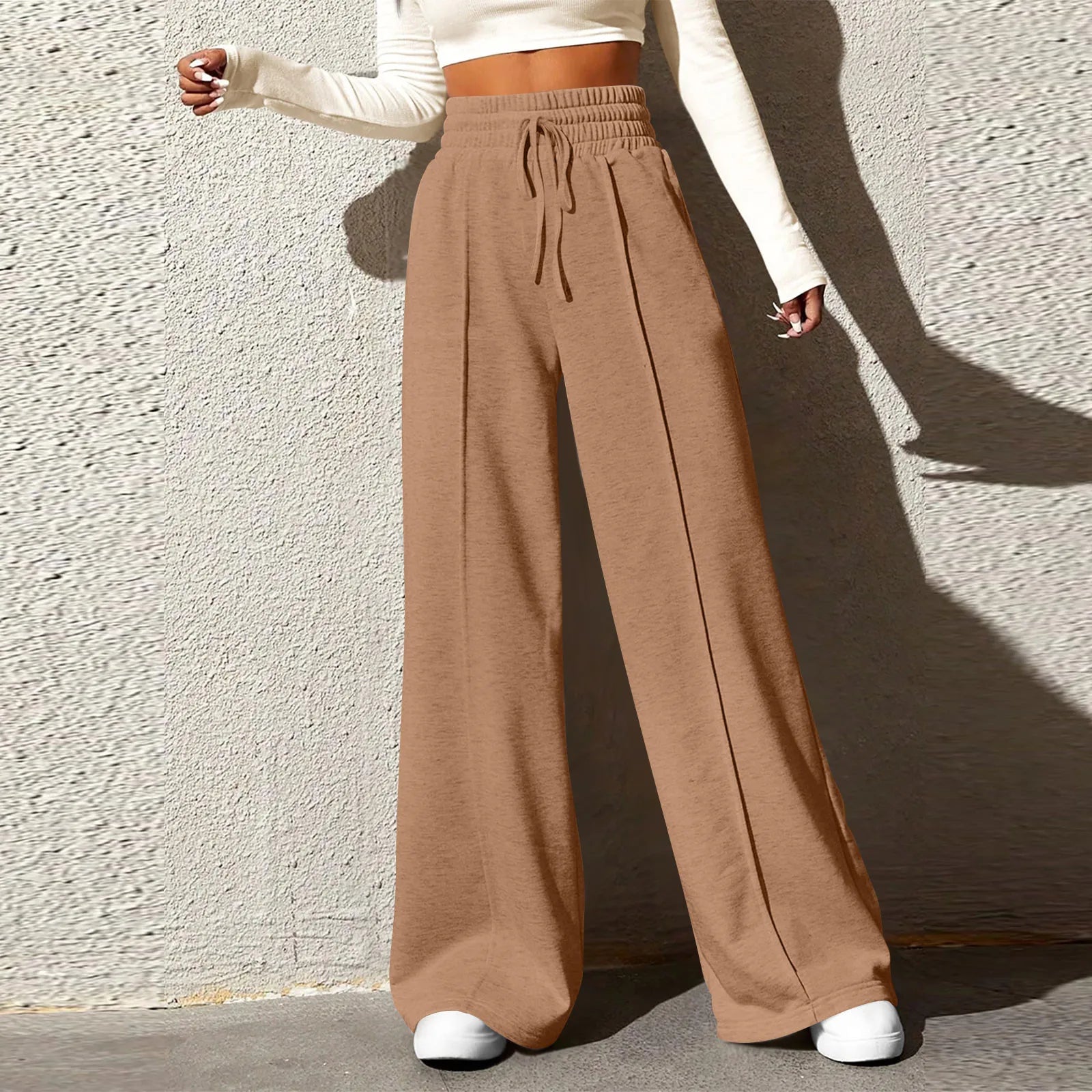 High‑Waisted Drawstring Wide‑Leg Sweatpants – Casual, Comfy & Chic