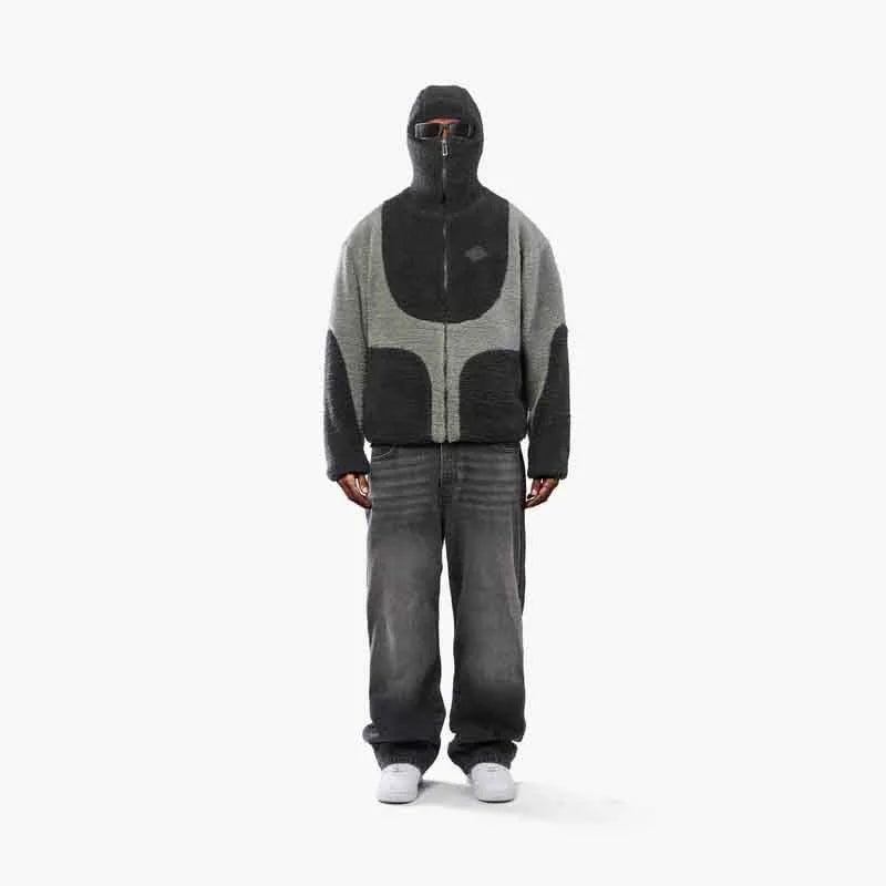 Unisex Color-Blocked Stand-Collar Fleece Jacket – Y2K Streetwear-HighTouch