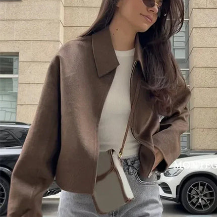Vintage Brown Wool Zip Jacket