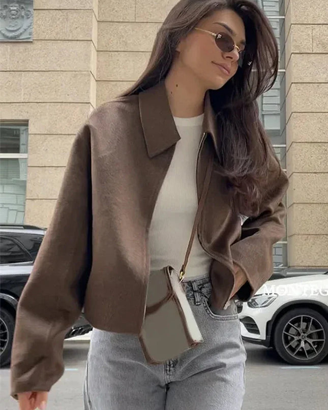 Vintage Brown Wool Zip Jacket