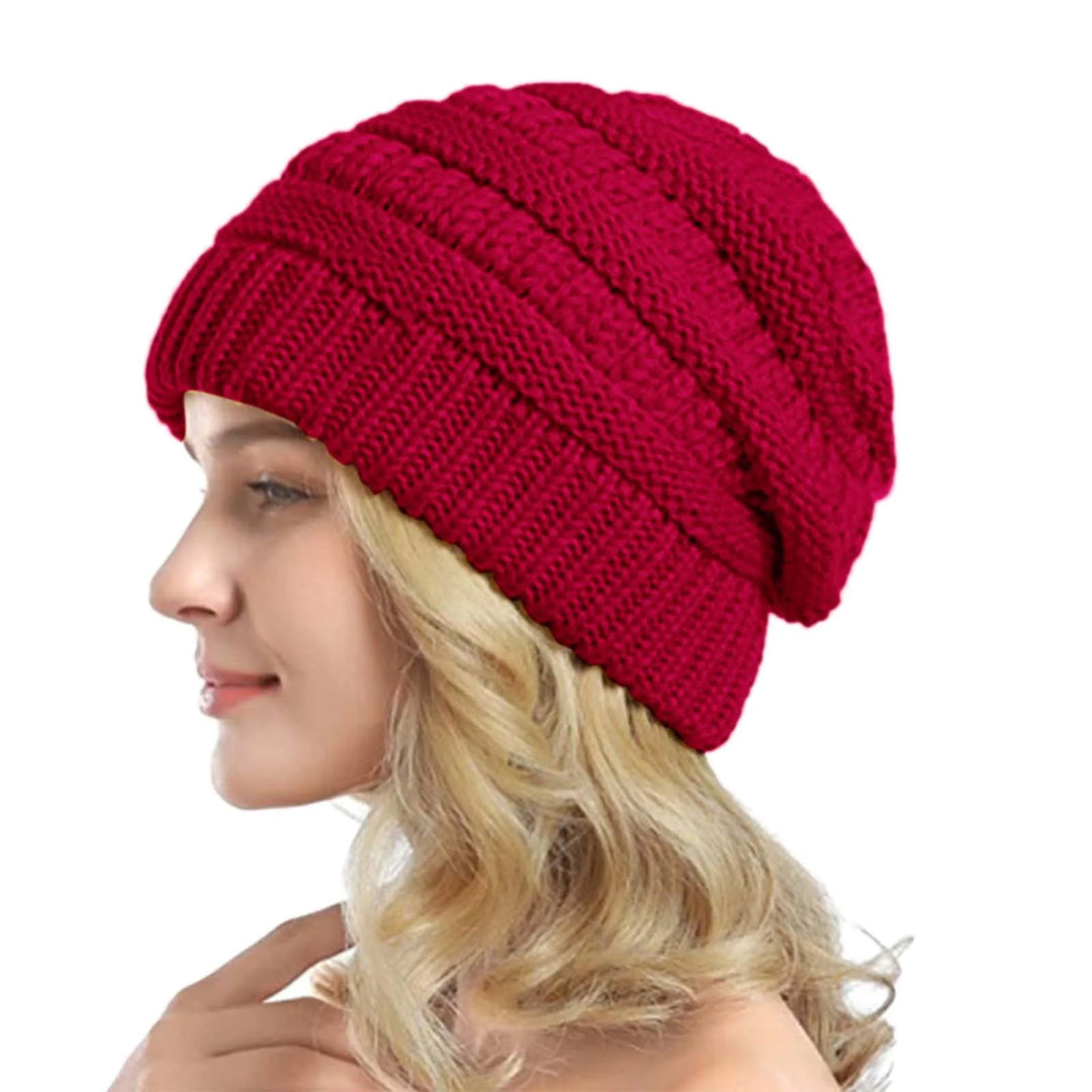Chunky Wool Cuffed Knit Beanie-HighTouch