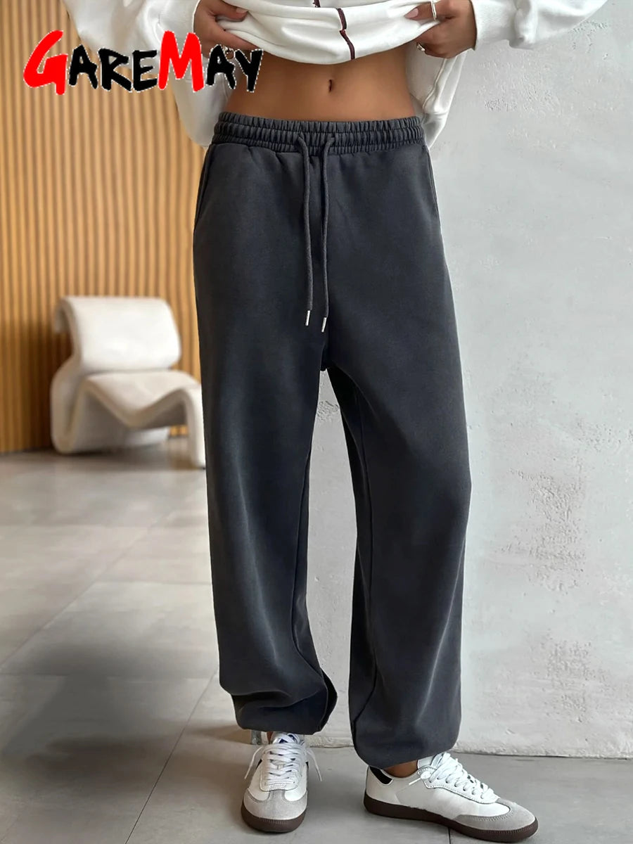 High-Waist Oversized Cotton Sweatpants Women