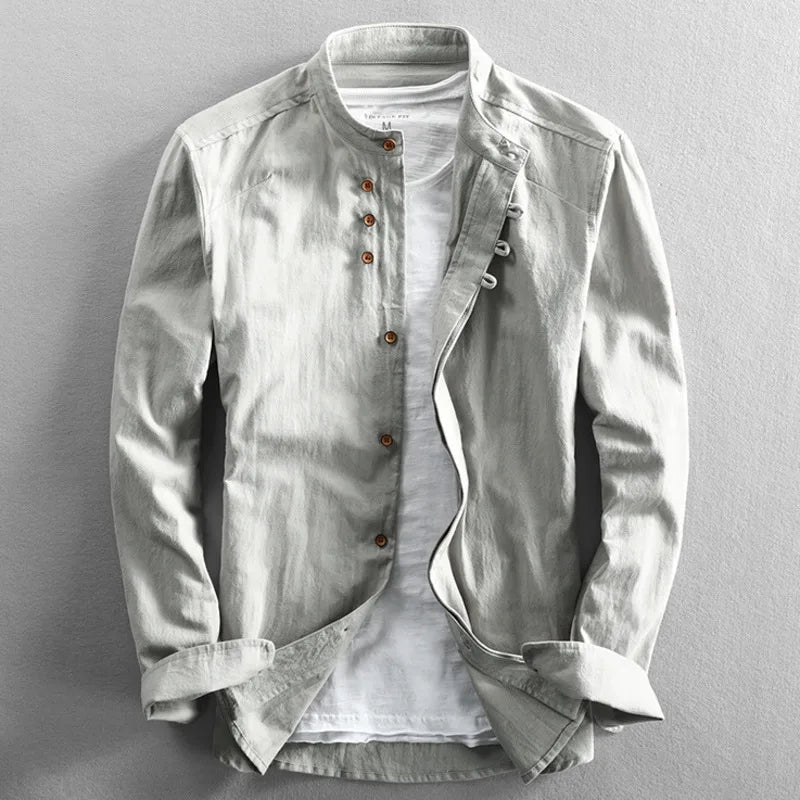 Men’s Cotton-Linen Harajuku Shirt-HighTouch