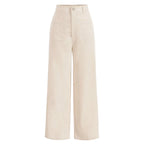 All-Season High Waist Wide-Leg Trousers for Women – Button Front & Pockets-HighTouch