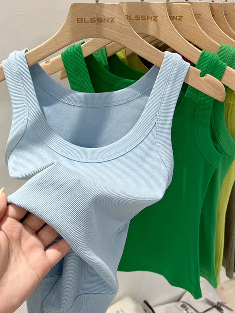 Ribbed Tank Top for Women – Stretch Fit Summer Camisole-HighTouch
