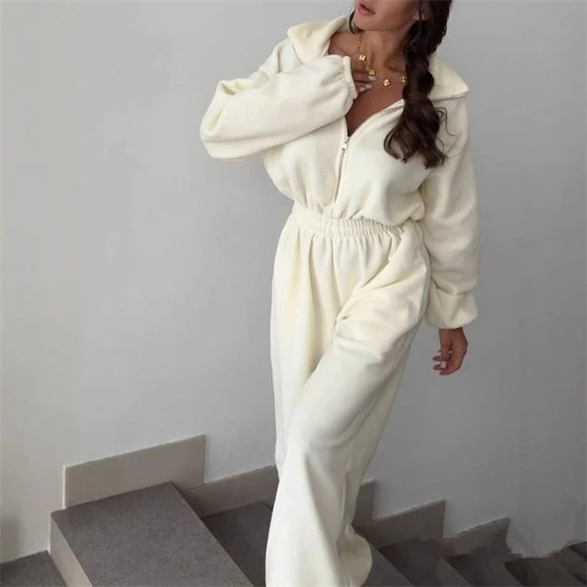 Women’s Hooded Zip Jumpsuit Set
