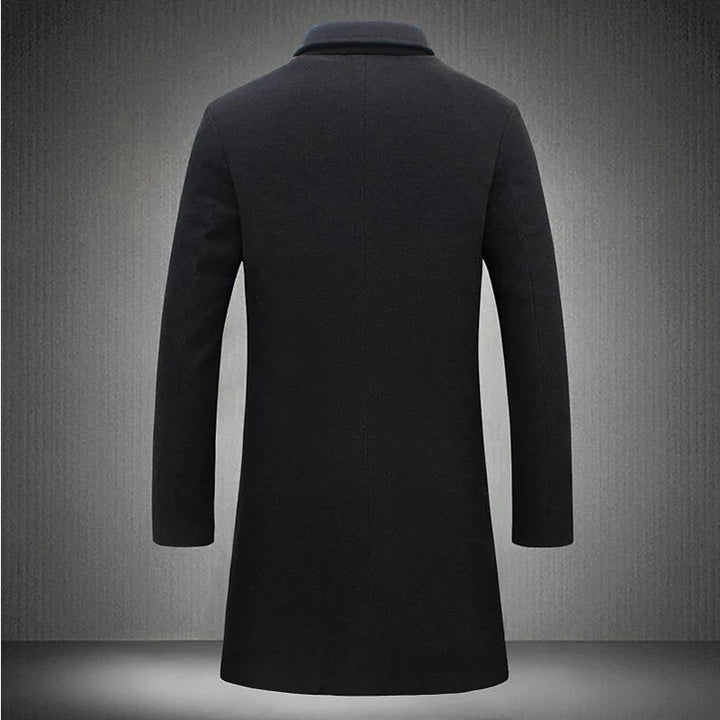 Men’s Luxe Wool Trenchcoat – Mid-Long Warm Business Overcoat-HighTouch