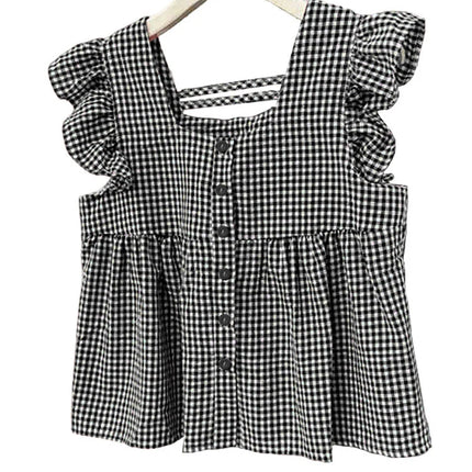 Plaid Ruffle Sleeveless Tunic – Women’s Summer Square Neck Camisole