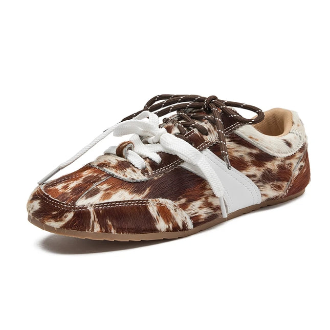Women’s Leather & Horse Hair Lace-Up Sneakers