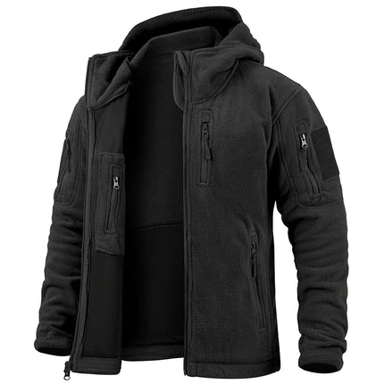Tactical Hooded Fleece Jacket Men – Warm Military Multi-Pocket Winter Coat