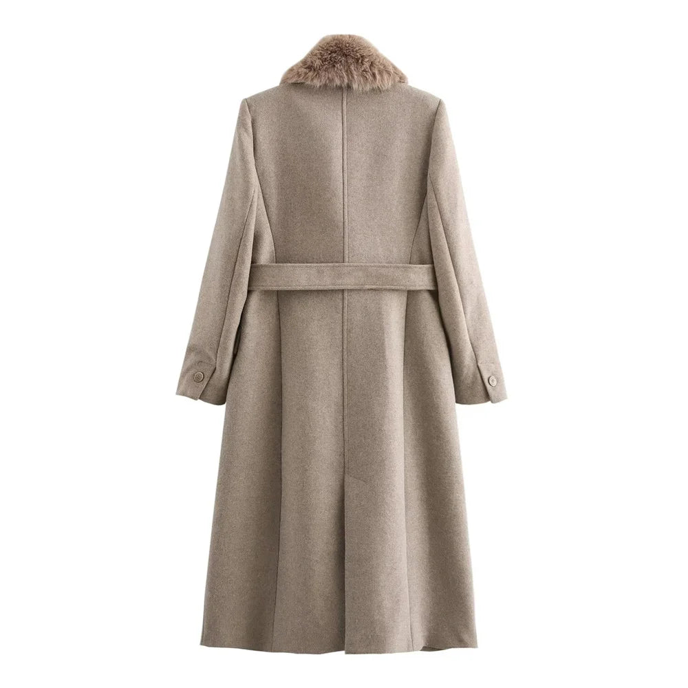Women’s Fur‑Trim Belted Coat