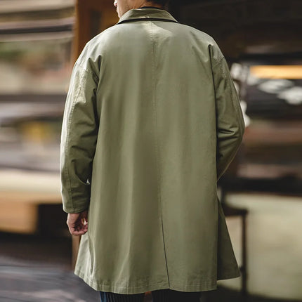 Men’s Mid-Length Windbreaker Coat – Casual Autumn/Winter Jacket