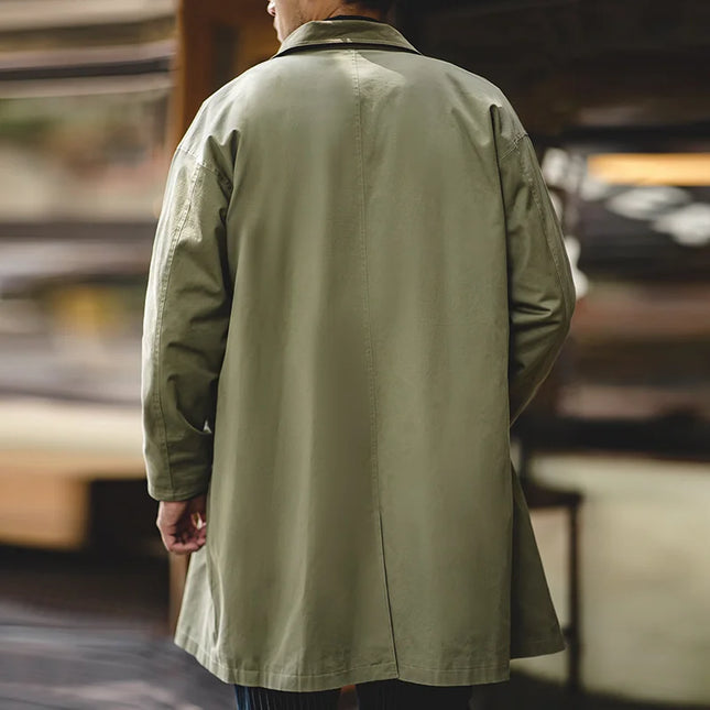 Men’s Mid-Length Windbreaker Coat – Casual Autumn/Winter Jacket