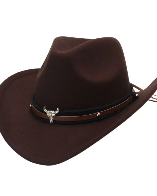 Western Cowboy Hat – Jazz Knight felt hat with bull-shaped décor