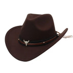 Western Cowboy Hat – Jazz Knight felt hat with bull-shaped décor-HighTouch