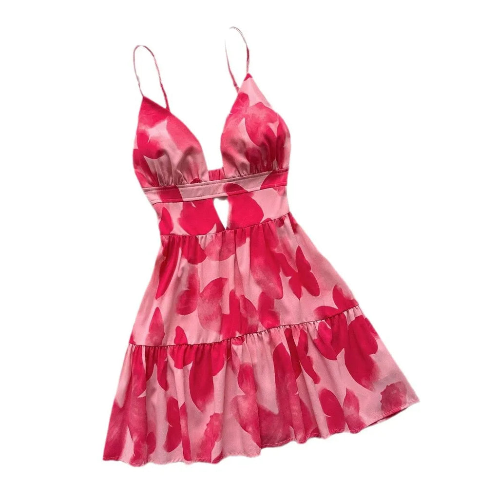 Leopard Print Backless Camisole Mini Dress – 4‑Color Summer Style-HighTouch