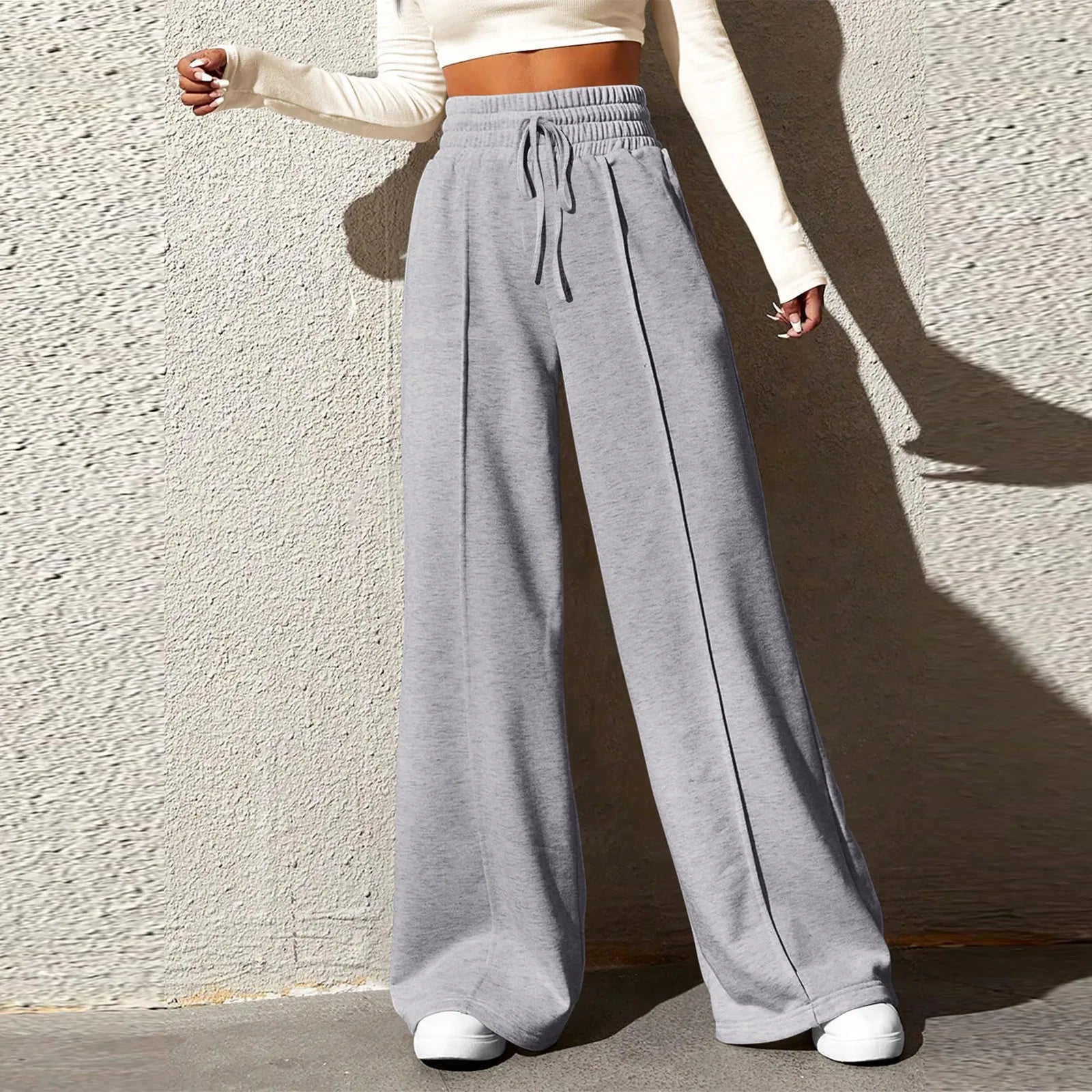 High‑Waisted Drawstring Wide‑Leg Sweatpants – Casual, Comfy & Chic