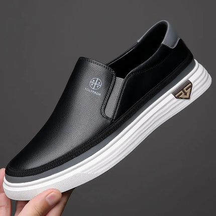 Men’s Handmade White Leather Loafers & Office Shoes