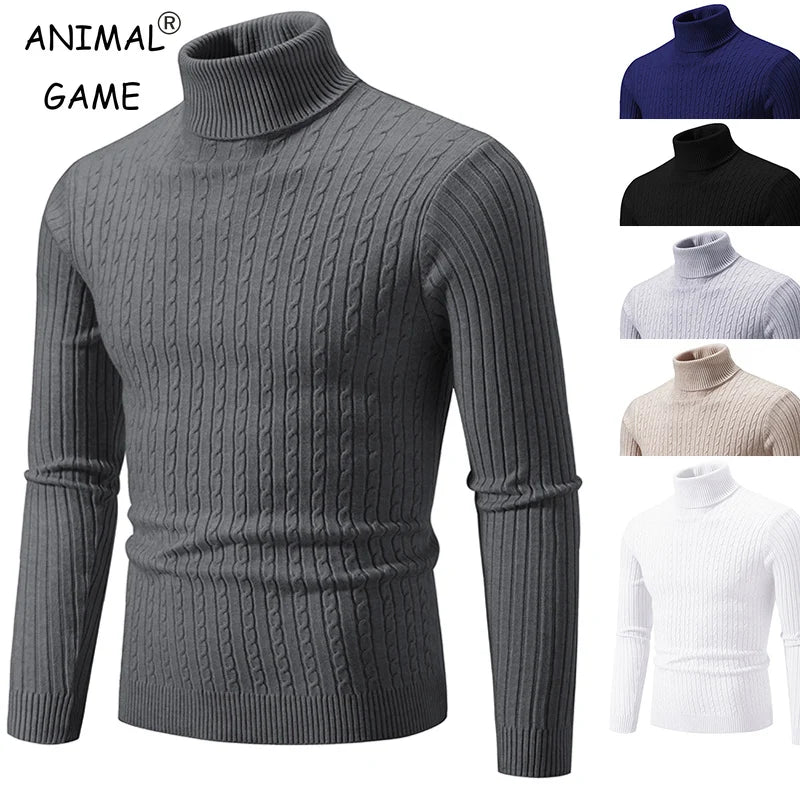 Men’s High-Neck Knitted Pullover Sweater