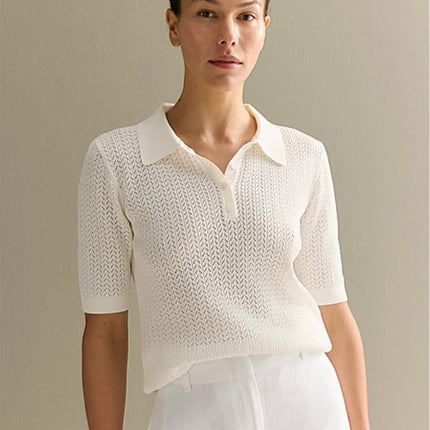 Tornova Loose Knit Polo Tee – Summer Casual Women's Top