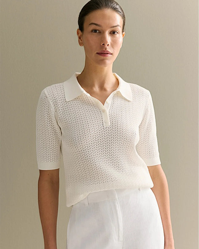 Tornova Loose Knit Polo Tee – Summer Casual Women's Top