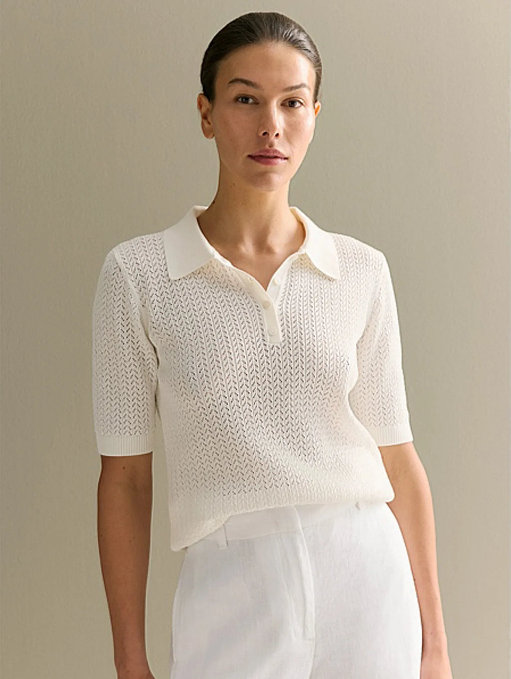 Tornova Loose Knit Polo Tee – Summer Casual Women's Top-HighTouch
