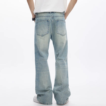 Light Blue Flared Denim Jeans | KSTUN