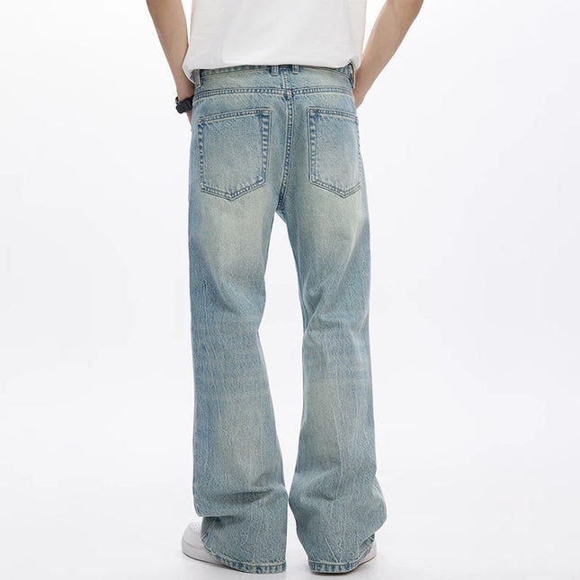 Light Blue Flared Denim Jeans | KSTUN