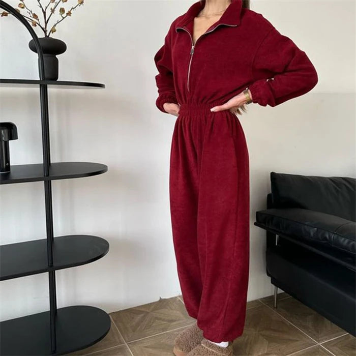 Women’s Hooded Zip Jumpsuit Set