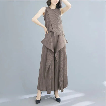 Tri-Crepe Pleated Slimming Mermaid Pants for Women Elegant & Trendy