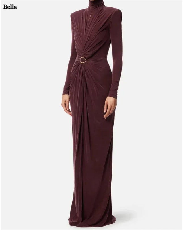 Custom High-Neck Mermaid Evening Gown | Long Sleeve, Elegant Fit