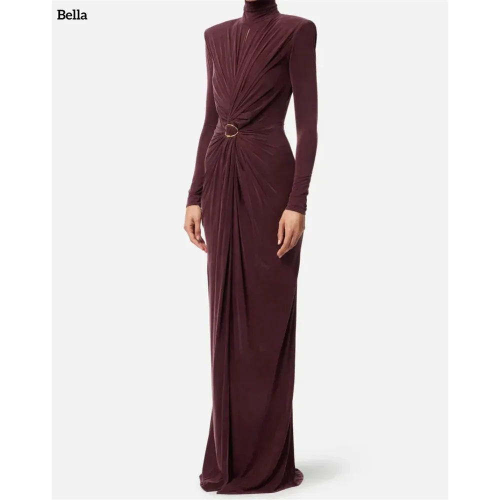 Custom High-Neck Mermaid Evening Gown | Long Sleeve, Elegant Fit