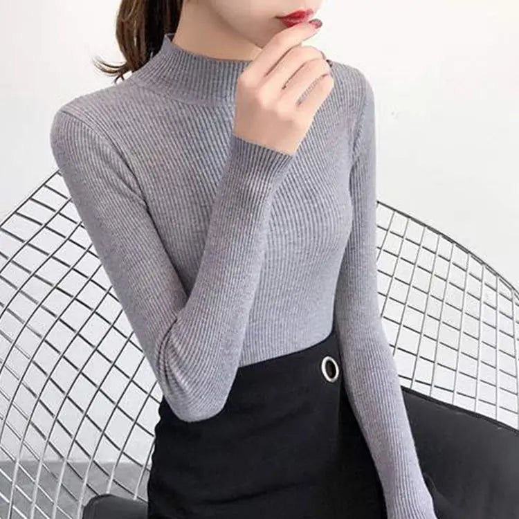 Women’s Stretch Knit Pullover Sweater – Slim Fit Casual Top-HighTouch