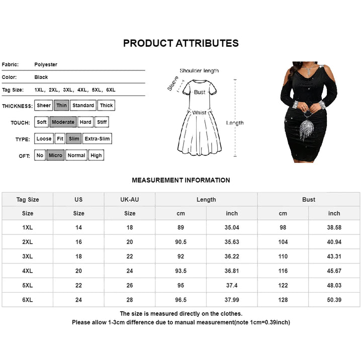 Plus‑Size Black Elegant Bodycon Dress – Formal & Party Ready-HighTouch