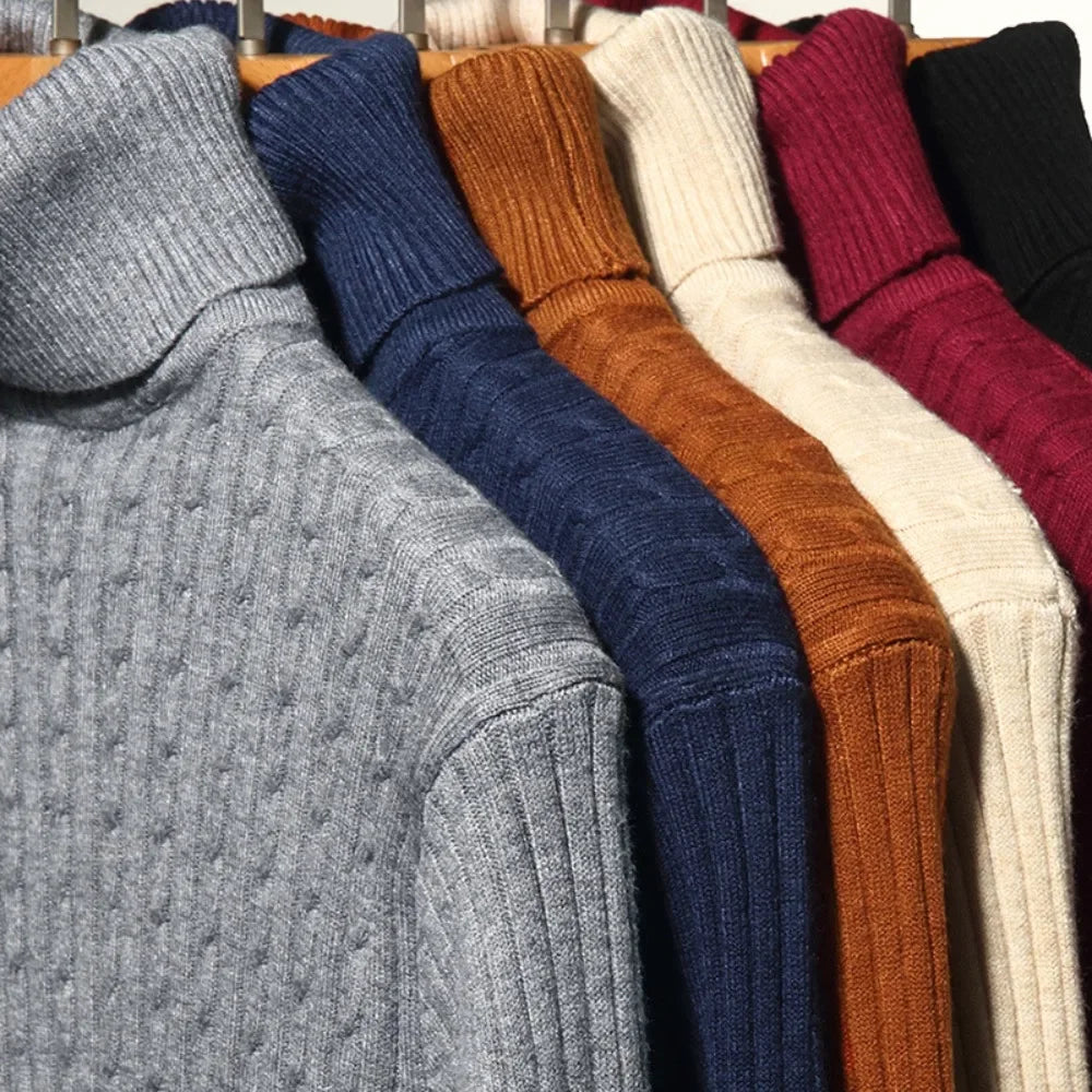 Men's Striped Turtleneck Sweater